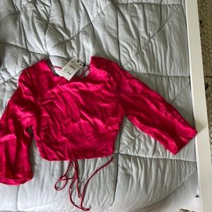 Cute hot pink Zara open back top. Size M, NWT